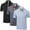 BlackGreyBlue, variant on 3 Pack Men's Polo Shirts Breathable Quick Dry Golf Polo Shirts Color Clash Collar Outdoor Sports Tee Tops with 3 Buttons