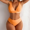 thumbnail image 2 of QLEICOM Womens Swimsuits Tummy Control Plus Size Swimsuit Coverup Sexy Bikini Solid Set Swimsuit Two Piece Filled Bra Swimwear Beachwear Orange XL, 2 of 7