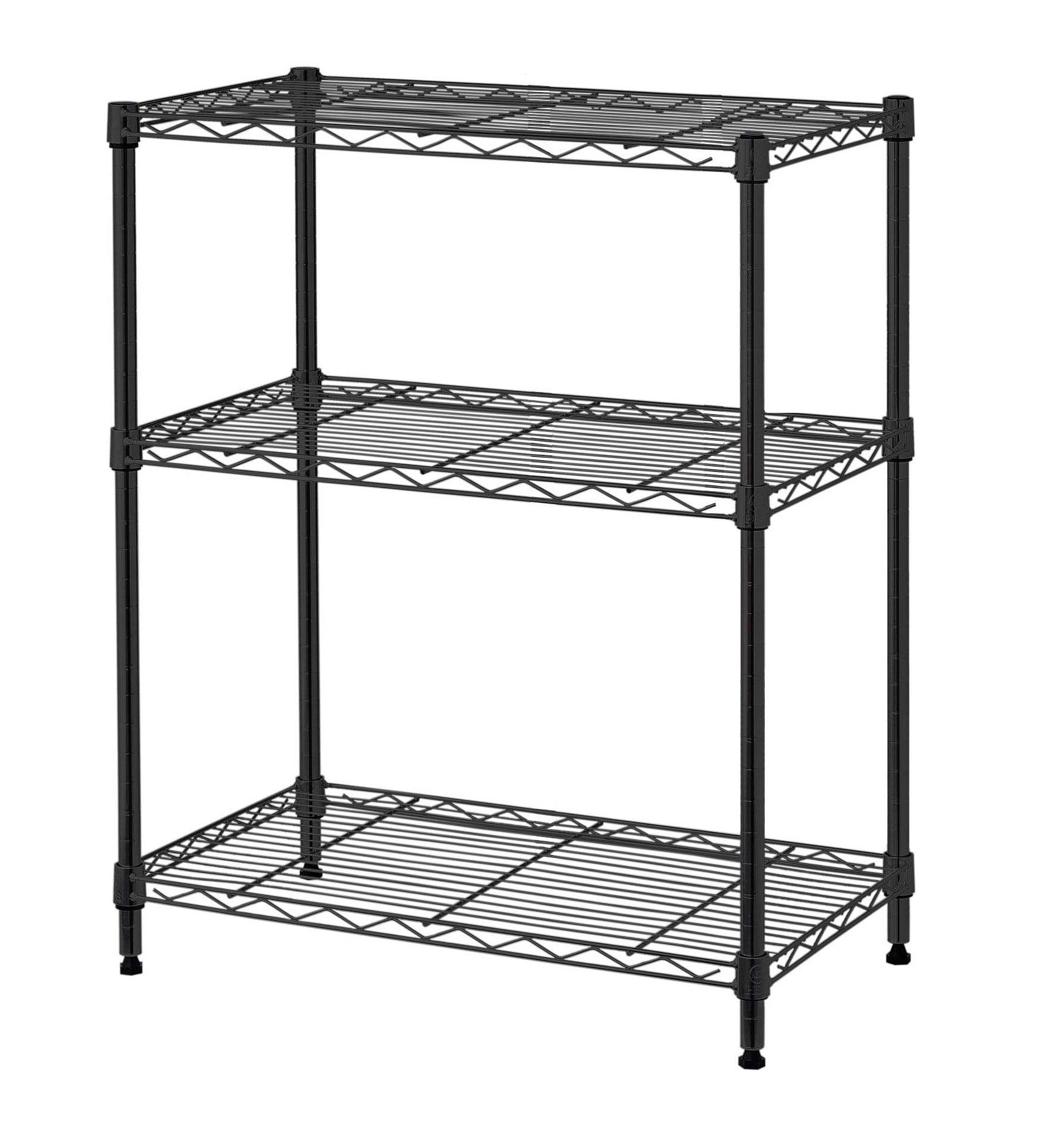 Hyper Tough 3-Tier Steel Wire Storage Shelf Unit, Black, 23.2 in W x 13.4 in D x 30.6 in H, 750 lb Total Capacity