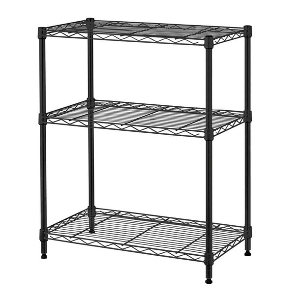 Hyper Tough 3 Tier Stackable Wire Shelf, Black, 750 lb Capacity