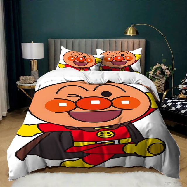 Ensemble de Housse de Couette Imprimée 3D Ensemble de Literie Léger Graphique Anpanman 3 Pcs Ultra Doux pour Toutes Saisons