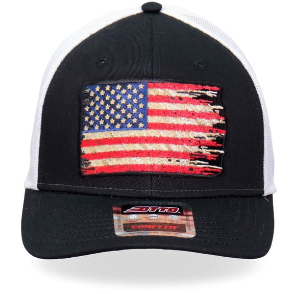Hot Leathers GSH1025 Tattered Flag Trucker Hat One Size