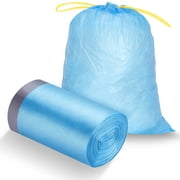 O2frepak 8 Gallon Garbage Bags,Tall Kitchen Drawstring Blue Garbeg Bags 100 Count