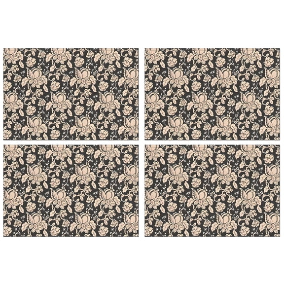 Pioneer Flower Floral Print Pattern Summer Placemats Table Placemats Set Of 4-Linen Kitchen Washable Placemats Table Mats 12x18 Inch Non-Slip Heat Resistant