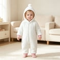 thumbnail image 5 of YDFCWXW Baby Girl Winter Hooded Jumpsuit Romper Baby Warm Snowsuit Clothes Set (White, 3-6 Months), 5 of 7