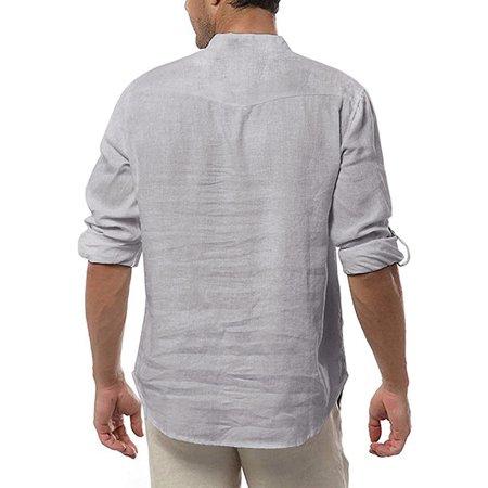 Download INCERUN Mens Linen V Neck Long Sleeve Casual Loose Tee ...