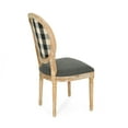 thumbnail image 4 of GDF Studio Newman French Country Upholstered Dining Chairs, Set of 2, Black Checkerboard, Dark Gray Fabric, and Natural, 4 of 8