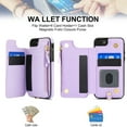 thumbnail image 3 of Wallet Case for Apple iPhone 7 / 8 / SE 3rd 2nd Gen 2022 & 2020, Crossbody Shoulder Strap & Hand Wrist Cards Holder Zipper Pocket Stand Feature Full Protective Shockpoof Case for Women,Lightpurple, 3 of 7