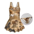thumbnail image 6 of Uourmeti Girls' Sleeveless Skirted One Piece Swimsuit - Wild Horse Print Quick Dry Swim Dress for Beach Pool & Summer Vacation, 6 of 8