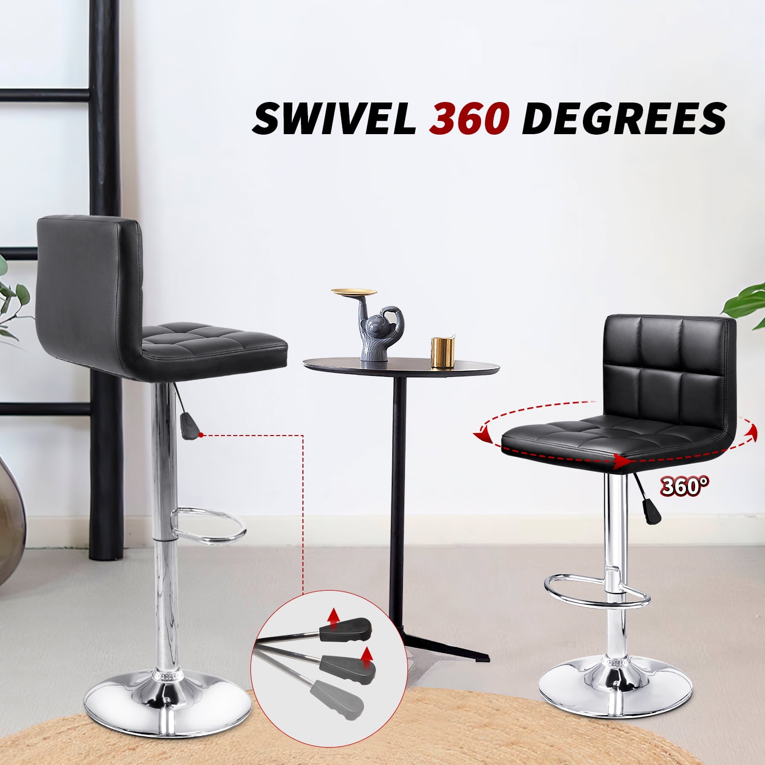 homall modern pu leather adjustable swivel barstools