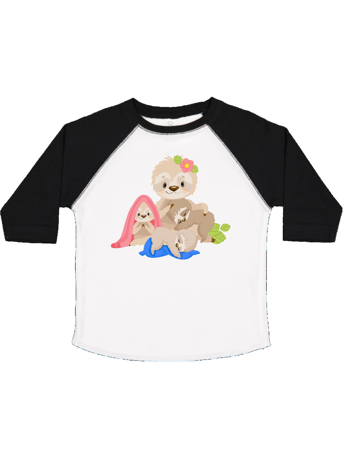 inktastic Sloth Mom with 3 Baby Sloths Long Sleeve T-Shirt