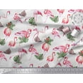 thumbnail image 3 of Soimoi White Heavy Satin Fabric Flamingo Bird Print Fabric by the Yard 56 Inch Wide, 3 of 3