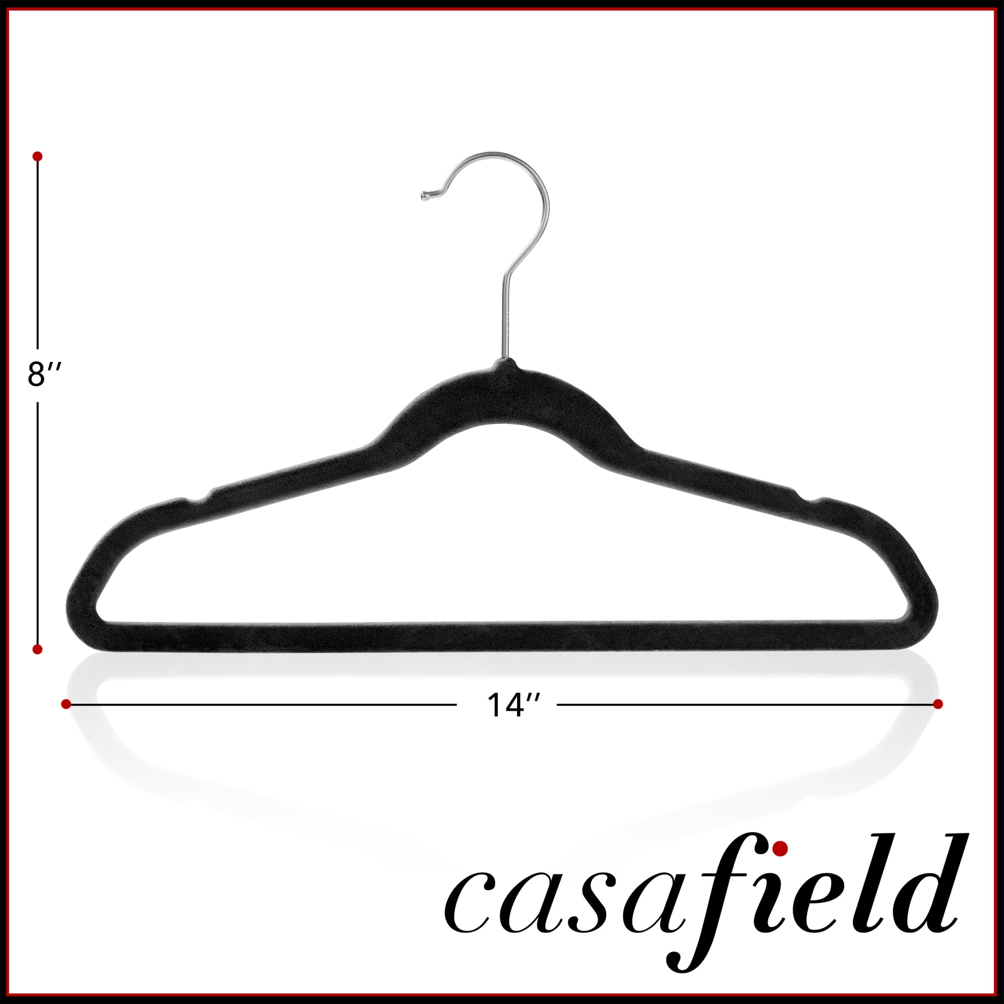 Casafield 100 Velvet Kid's Hangers for Children's Clothes, 14" - Black