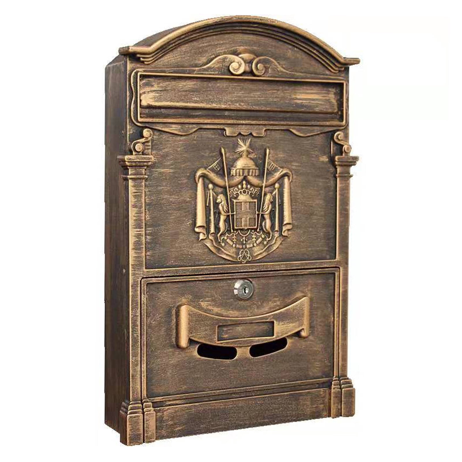 Retro Vintage Mailbox, Bronze, European Wall Mounted Mailbox with Lock for Offices, Posts