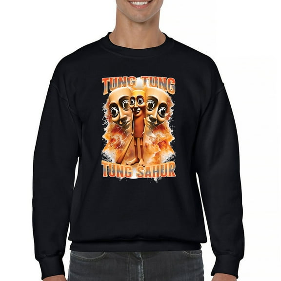 Tung Tung Tung Sahur Crewneck Sweatshirt Fun Italian Brainrot Gen Z Alpha Meme