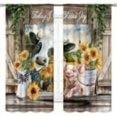 thumbnail image 3 of Farmhouse Kitchen Curtains, Rustic Farm Animals Rooster Chicken Pig Cow Sunflower Patterned Rural Country Style Window Curtains for Cafe Bedroom Living Room 2 Panels, 42"x63" Inch, 3 of 5