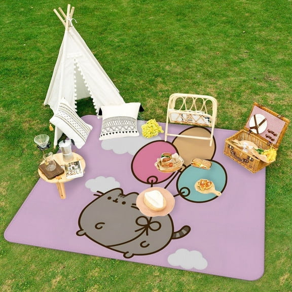 Pusheen Cat patterned picnic mat perfectly accompanies your every picnic making outdoor time more charming