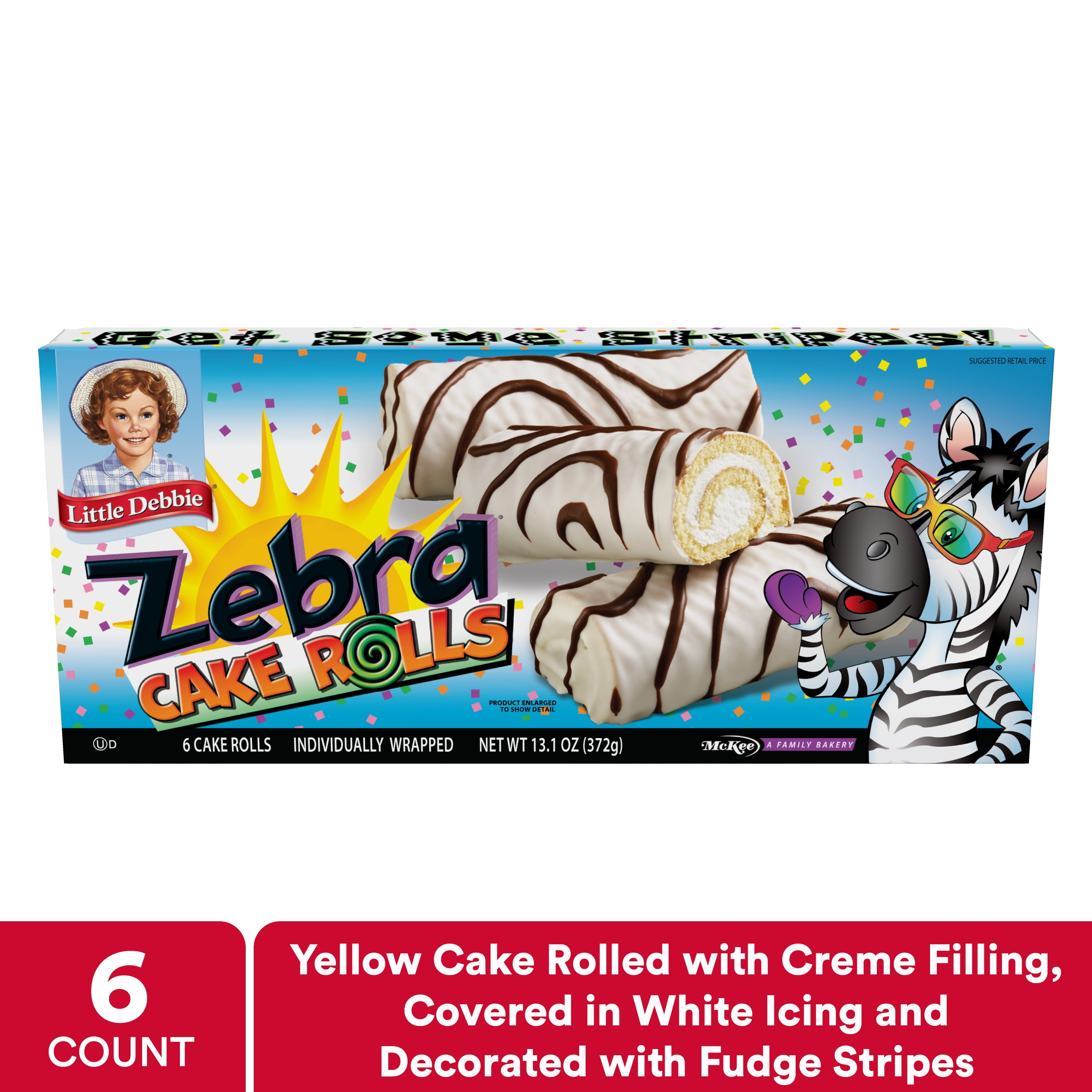 (3 pack) Little Debbie Zebra Cake Rolls, 13.1 oz (6 count)
