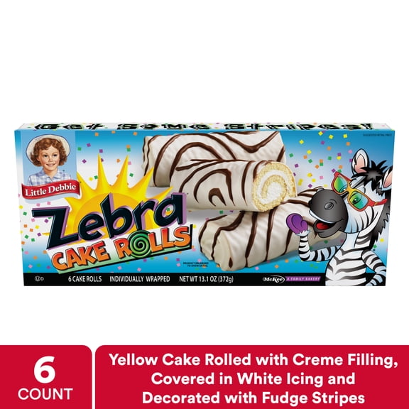 Little Debbie Zebra Cake Rolls, 13.1 oz (6 count)