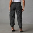thumbnail image 5 of LYMAYTER Women Wide Leg Jeans Elastic Waist Wide Loose Drawstring for Denim Pants with Check Pocket S-XL, 5 of 6
