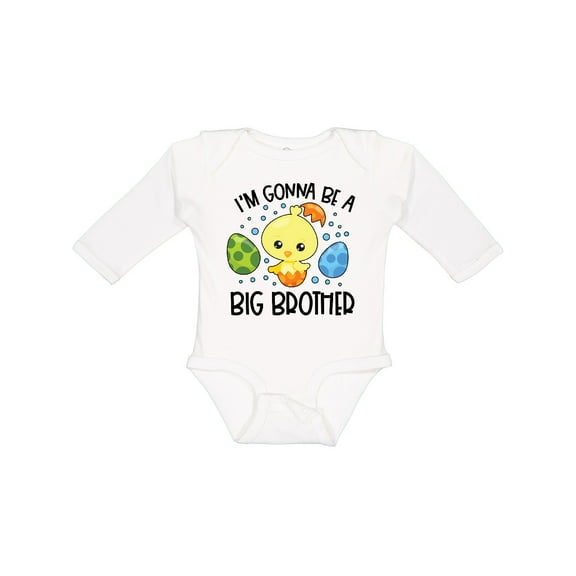 Inktastic Easter I'm Gonna Be a Big Brother with Green and Blue Eggs Boys Long Sleeve Baby Bodysuit