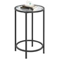 thumbnail image 2 of Topeakmart 2PCS Round Glass Top End Table with Metal Frame for Livingroom, Black, 2 of 13