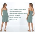 thumbnail image 7 of Amazhyu 100% Linen V Neck Spaghetti Strap Sleeveless Summer Short Dresses with Slit for Women, 7 of 7