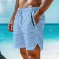 thumbnail image 1 of Puntoco Pantalones Cortos Casuales Para Hombre, Pantalones Deportivos Con Cintura Elástica Con Cordón De Color Sólido Y Bolsillos Azul Claro S,Pantalones Cortos Hombre, 1 of 6