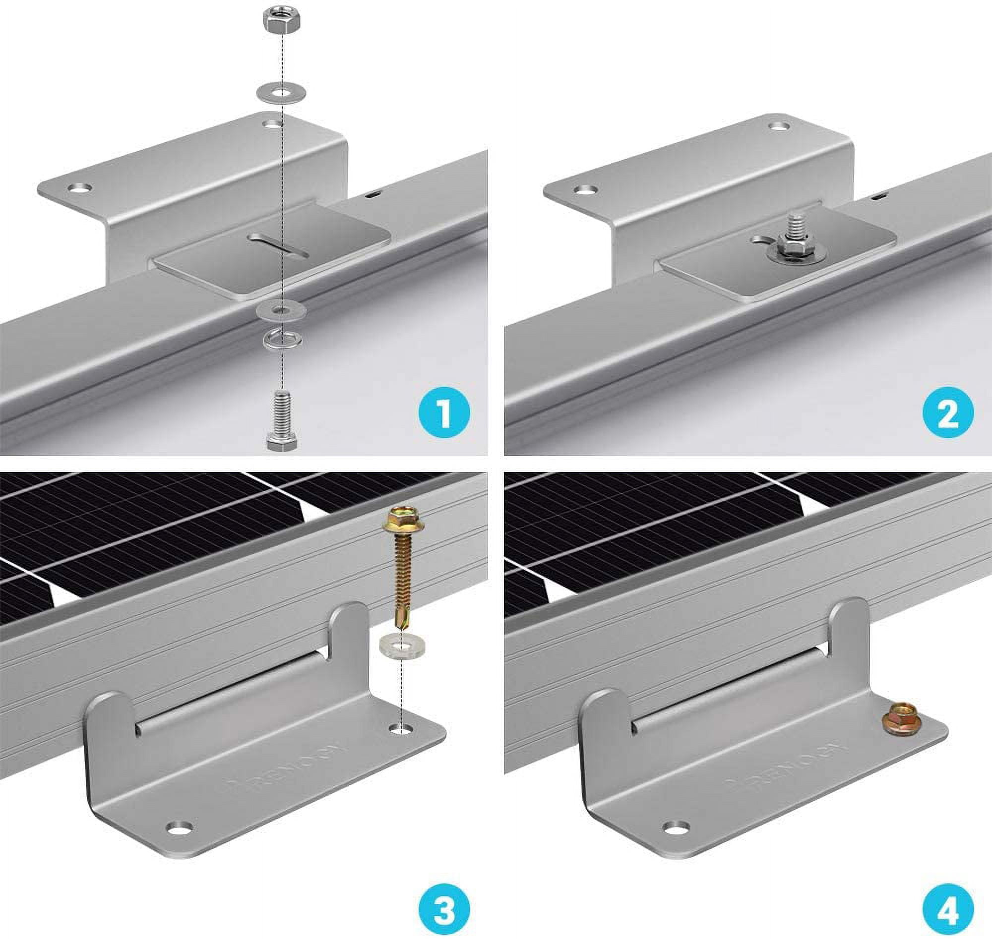 Renogy 4 Sets of Solar Panel Mounting Z Brackets for RV, Boat, Wall and Other Off Gird Roof Installation