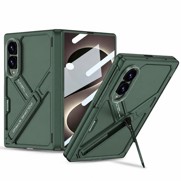 Corliven For Samsung Galaxy Z Fold8 Back Cover Case with Screen Protector Included and Kickstand Design,Dark Green