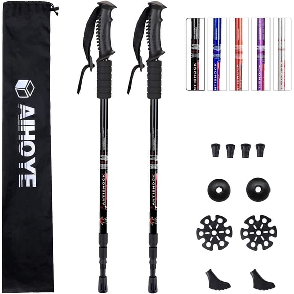 Hiking Trekking Poles, 2 Pack Collapsible, Lightweight, Anti Shock, Walking Sticks, Adjustable Hiking Pole for Men and Women