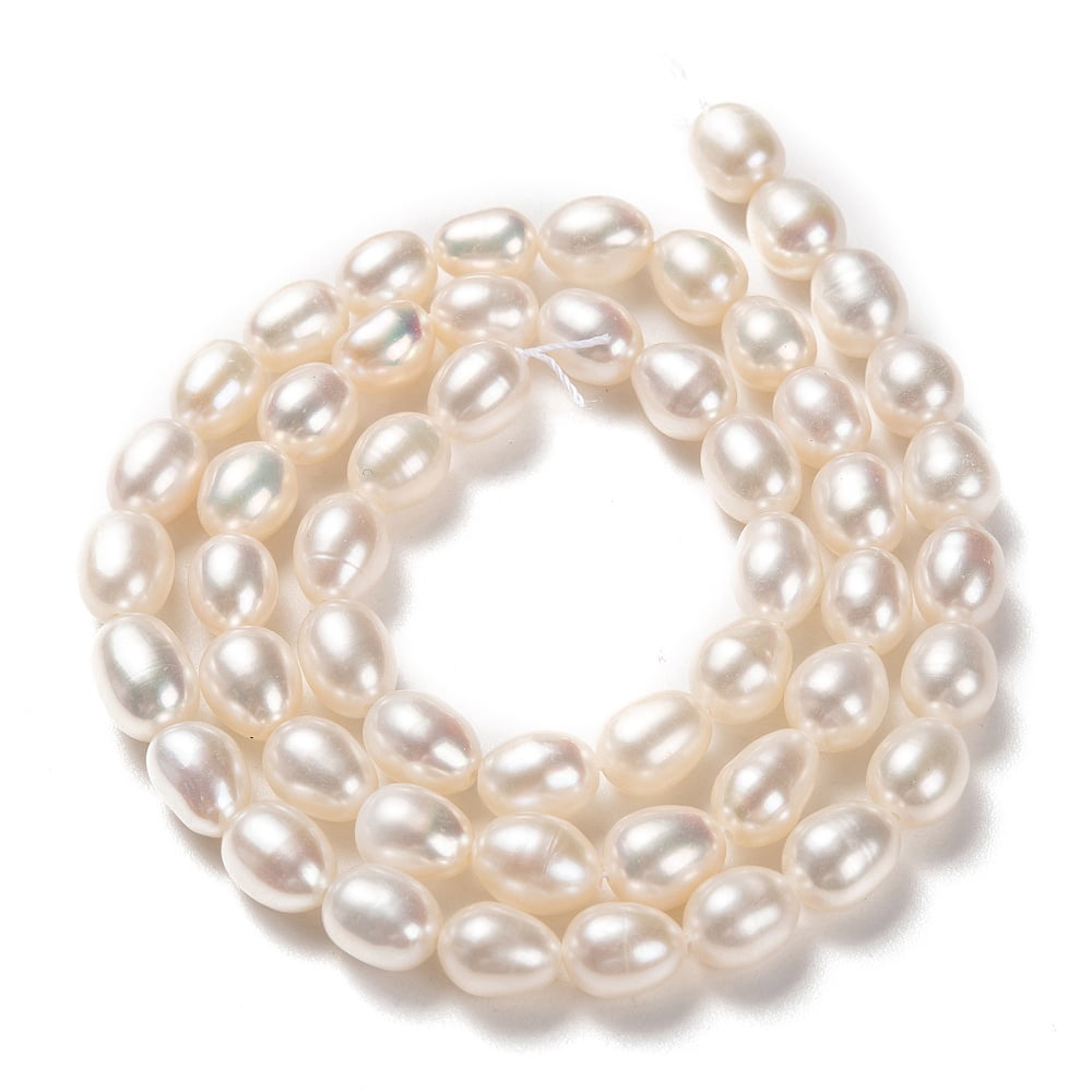 1Strand Natural Cultured Freshwater Pearl Beads Strands Rice Bisque 7~8x6mm Hole: 0.7mm about 44~45pcs/strand 15''(38.1cm)