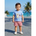 thumbnail image 3 of BemeyourBBs Toddler Baby Boy 4th of  July Outfit Newborn Baby Memorial Day Independent Day Outfit Patriot Dog Flag Embroidery Short Sleeve T-shirt with Plaid Shorts Set Baby Boys Summer Clothes, 3 of 9