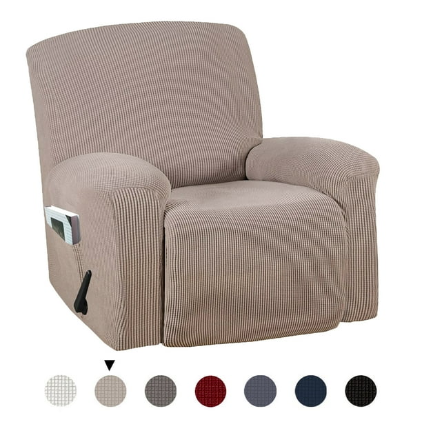 4 Pieces Super Stretch Recliner Cover With Pockets Microfiber Chair Couch Washable Furniture Velvet Plush Slipcover Form Fitted Standard Oversized Power Lift Reclining Com 4 Pieces Super Stretch Recliner Cover, Recliner Chair Covers With Pockets