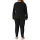 thumbnail image 3 of Conjunto de ropa interior térmica para mujer de tallas grandes Agnes Orinda, camiseta de manga larga forrada de felpa y leggings suaves, pantalones largos 2X en negro, 3 of 5