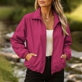 thumbnail image 2 of Zip Up Windproof Jacket for Women Outdoor Hiking Camping Outerwear Spring Fall Daily Wear Elastic Cuff Side Pocket S-3XL, 2 of 9