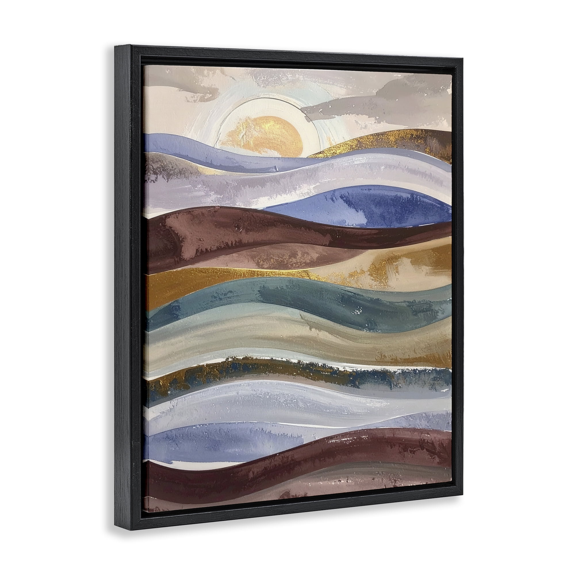 Stupell Industries Layered Ocean Flow Black Framed Floater Canvas Wall Art, design by Alonza Saunders