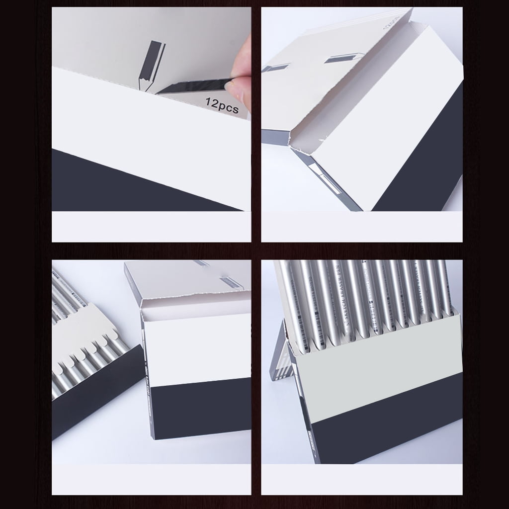 BQBQERT 12 Pcs Sketch Erasers Set Erasers Pens with Brush Foldable Holder Fit for Charcoal Pencils Colored Illustrations