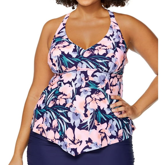 Women's Raisins Curve J841321 Plus Size In The Soul Trinidad Tankini Swim Top (Marianas 20W)