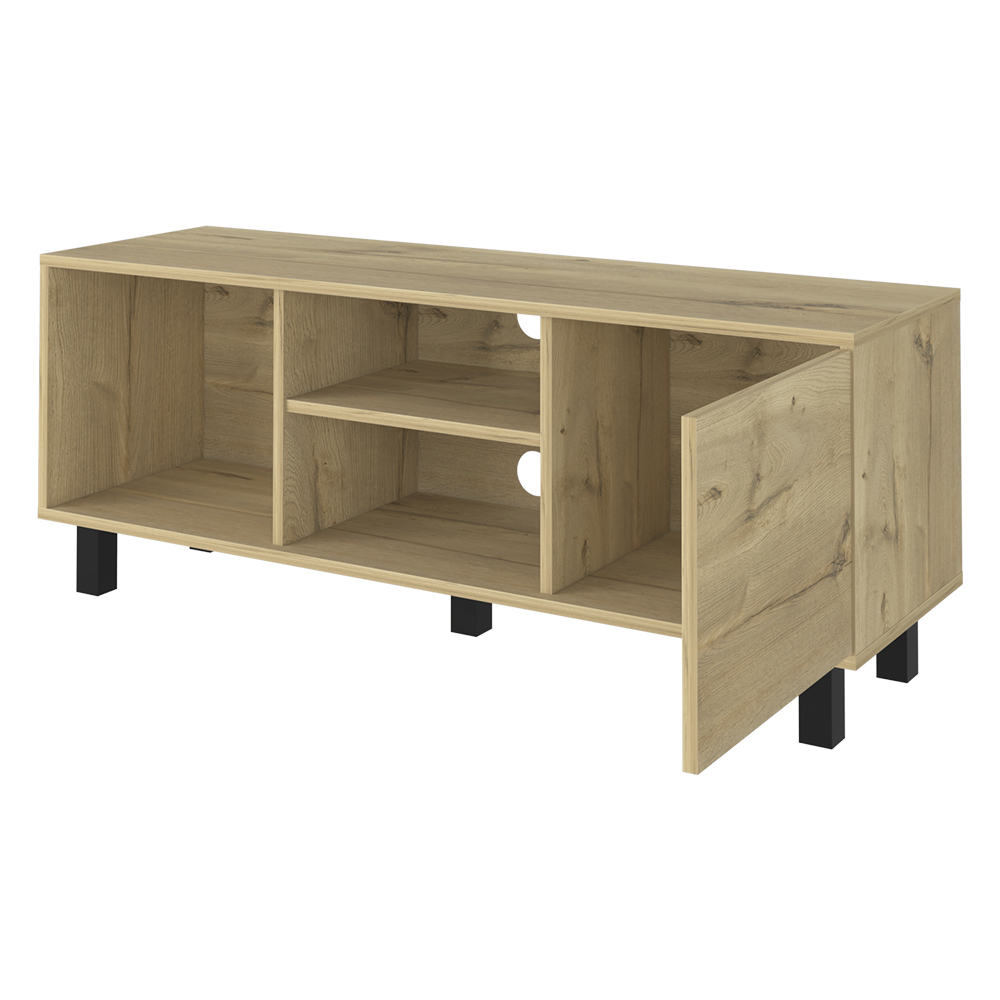 Aukfa TV Stand for TVs Up to 55", Wood TV Storage Cabinet with Door, Brown