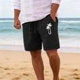 thumbnail image 2 of CONZONE Mens Linen Shorts Elastic Waist Drawstring Summer Beach Shorts for Men Hawaiian Graphic Lightweight Loose Fit Outdoor Shorts With Pockets, 2 of 4