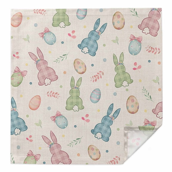 Cloth Napkins 1 Piece - 20x20 Inches, Pink Blue Green Easter Washable Reusable Table Napkins, Spring Bunny Colorful Eggs Soft & Absortbent Dining Napkin for Party Wedding Hotel Restaurant