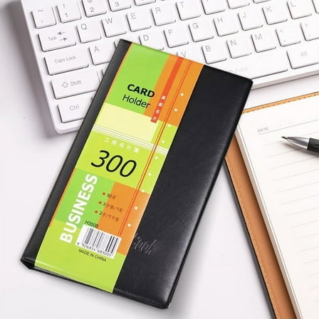 FuLanDe Business Card Holder Book, Leather Black