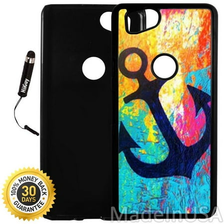 2 Vintage Anchor - Custom Google Pixel 2 Case (Colorful Fashion Sailor Anchor Vintage Pattern) Plastic Black Cover Ultra Slim | Lightweight | Includes Stylus Pen by Innosub