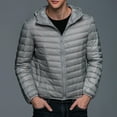 thumbnail image 2 of Aayomet Men's Jackets Winter Fashion Casual Solid Color Zipper Pocket Cotton Padded Jacket Coat (Gray, XXXXL), 2 of 5