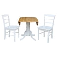 thumbnail image 5 of International Concepts Solid Wood 3-Piece Dining Set with 42 in. Dual Drop Leaf Table and 2 Ladder Back Dining Chairs in Natural/White, 5 of 8