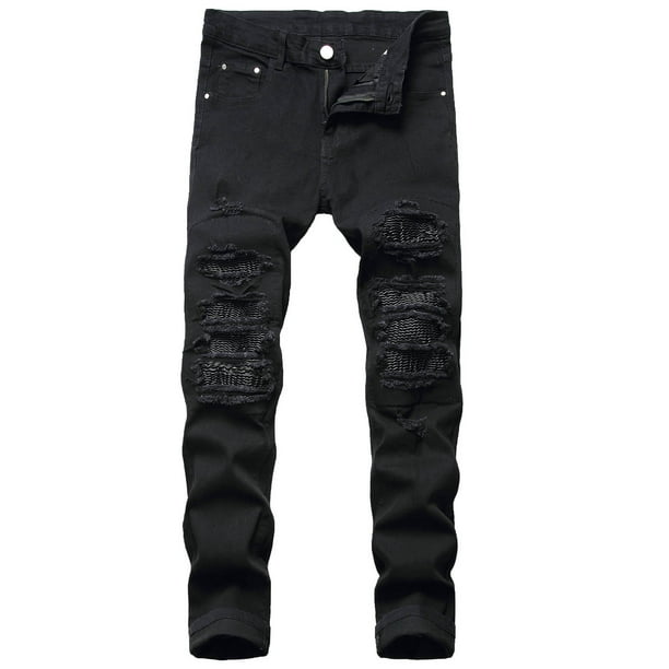 Clearance Gallickan Mens Ripped Jeans Black Ripped Distressed Jeans for Men Slim Fit, Mens Fashion Design Streetwear Destroyed Jeans Pants Stretch Fit - Walmart.com