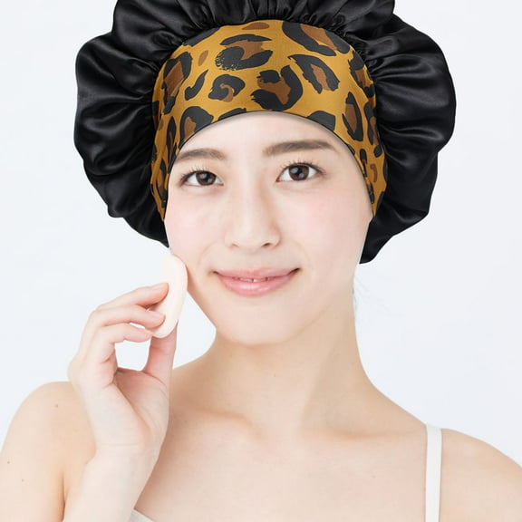 LEORX Adjustable Bonnet For Sleeping Sleeping Hat Gold Leopard Print 1Pack