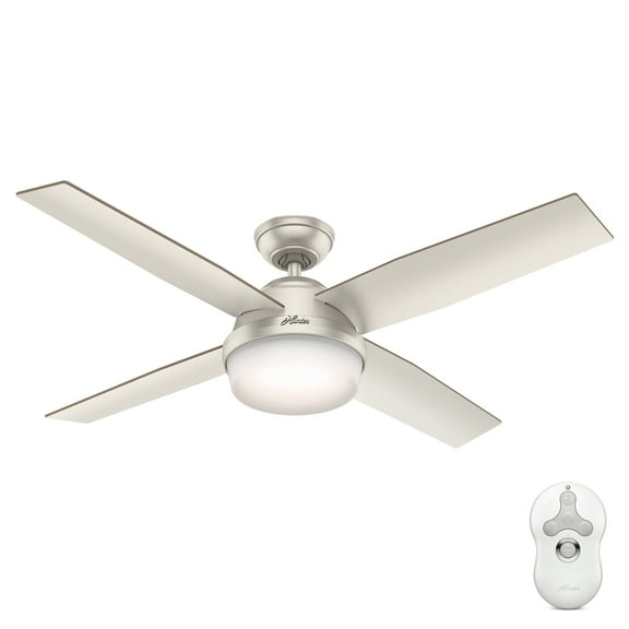 Restored Hunter Fan 52 inch Contemporary Matte Nickel Indoor/Outdoor Ceiling Fan with LED Light Kit and Remote Control (Refurbished)