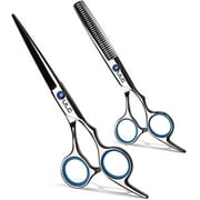 ULG Travel Size Stainless Steel Hair Thinning & Cutting Scissor, 6.5" Blade, Silver, 2 Piece